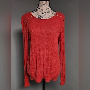 Burnt Orange Button-Detail Sweater